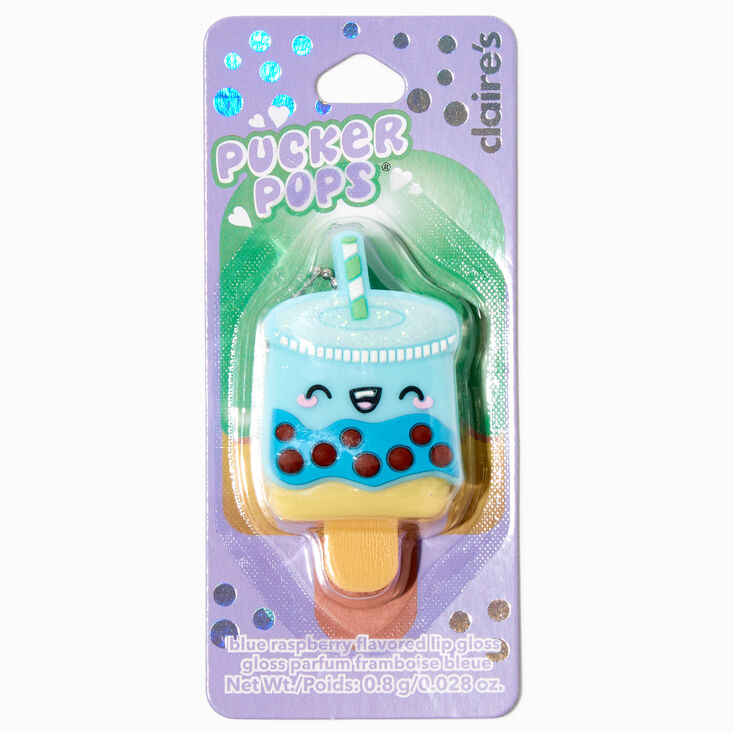 Pucker Pops&reg; Blue Boba Tea Lip Gloss - Blue Raspberry,