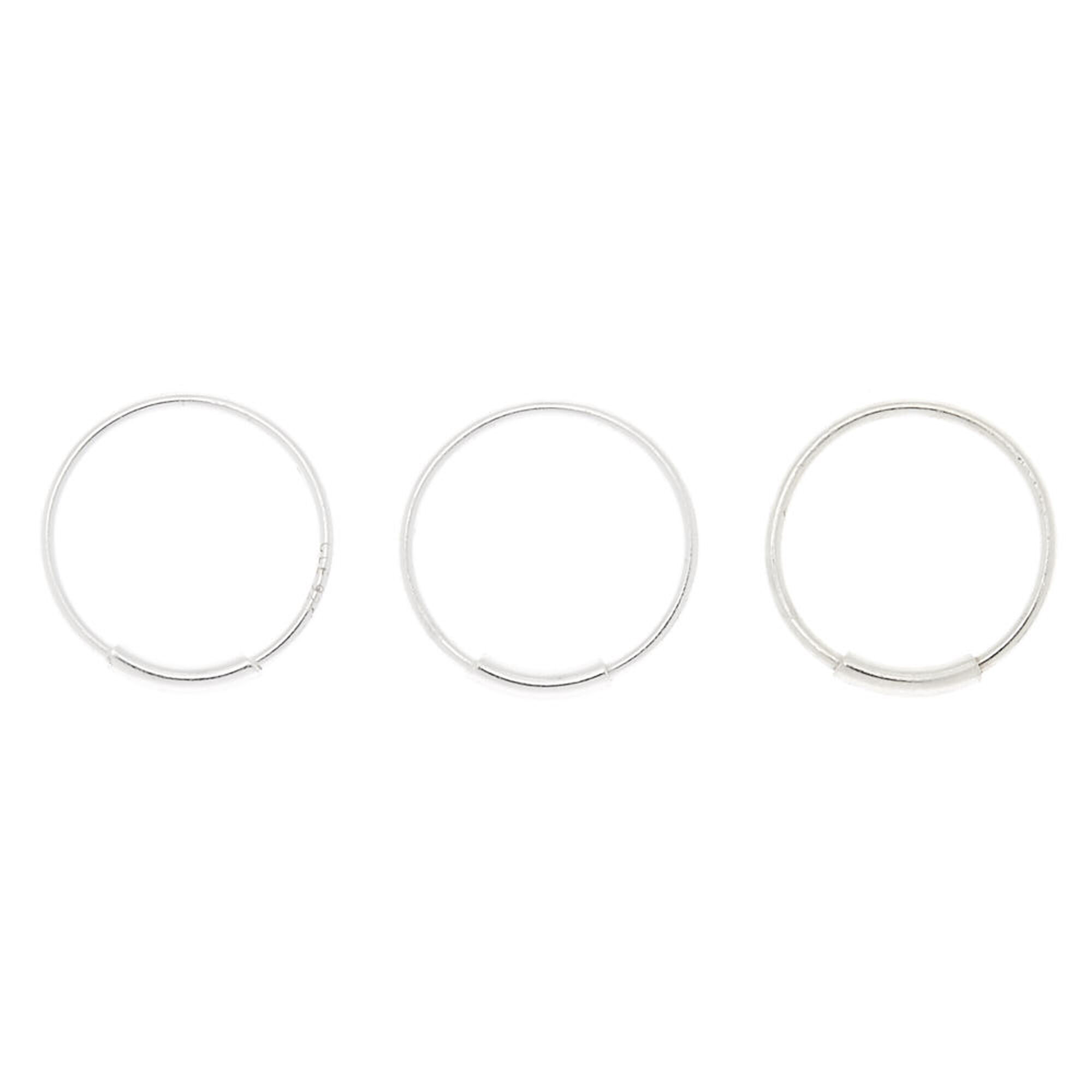22G Sterling Silver Bar Nose Rings - 3 Pack,