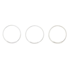 Sterling Silver 22G Bar Hoop Nose Rings - 3 Pack,