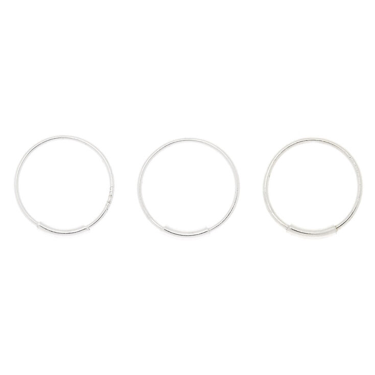 Sterling Silver 22G Bar Hoop Nose Rings - 3 Pack,