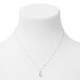 Silver Half Stone Initial Pendant Necklace - E,