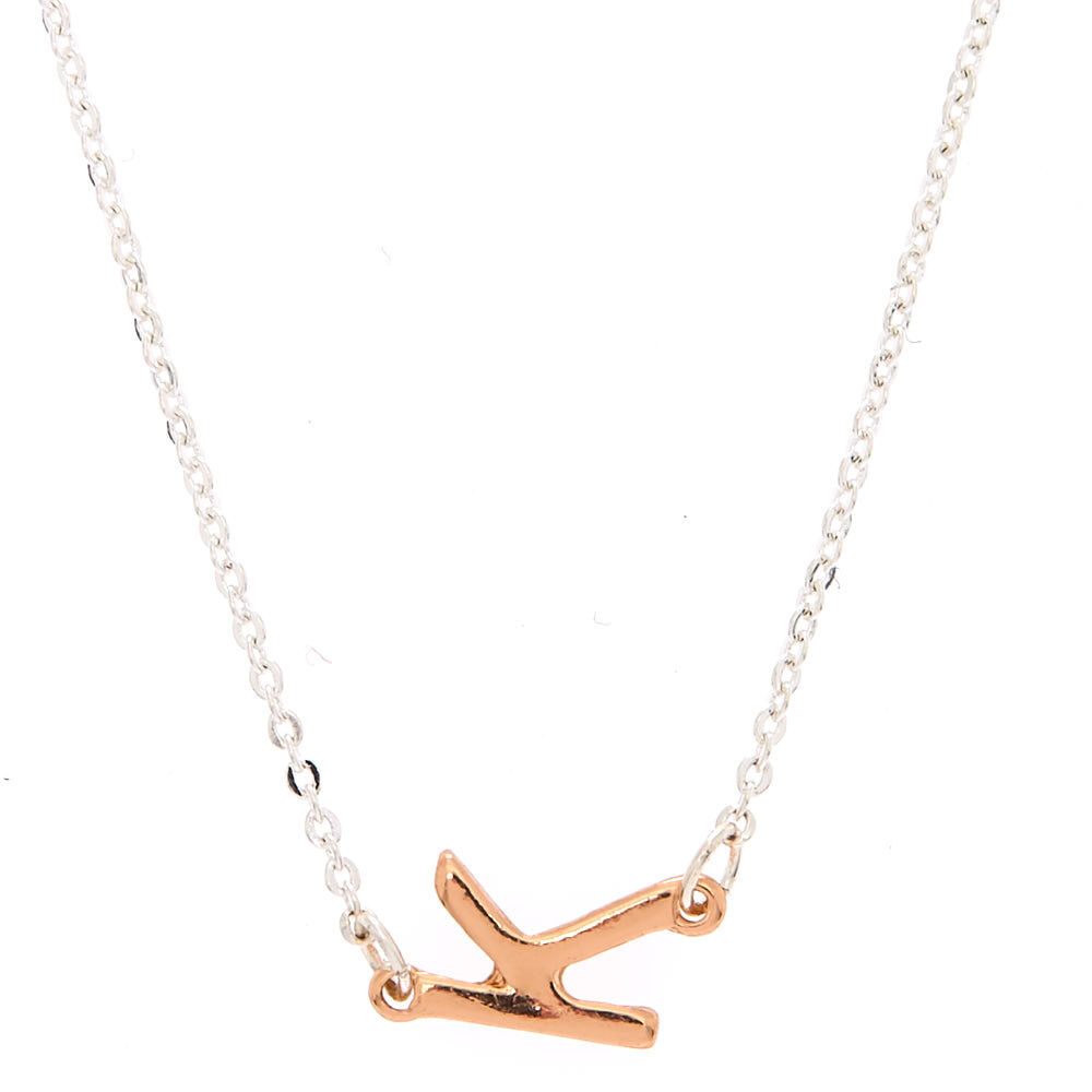Mixed Metal Sideways Initial Pendant Necklace K