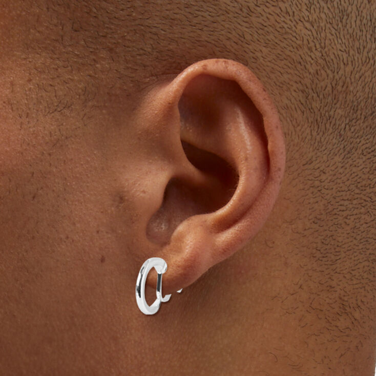 Silver-tone Embellished Crystal Clip On Huggie Hoop Earrings - 3 Pack,