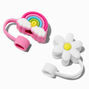 Rainbow &amp; Daisy Straw Covers - 2 Pack,