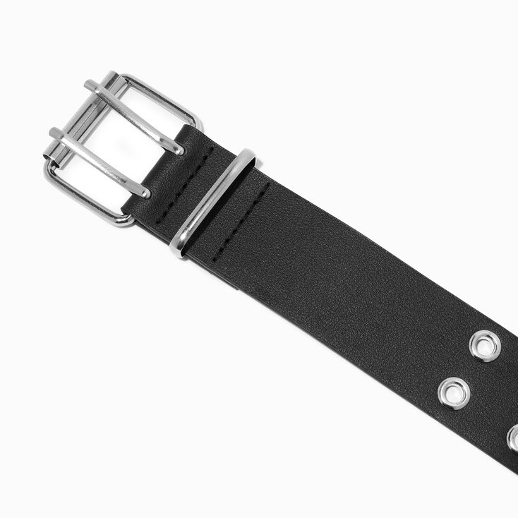 Celestial Chain Black Faux Leather Belt,