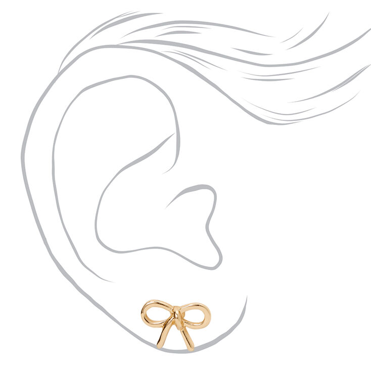 Gold Bow Tie Stud Earrings,