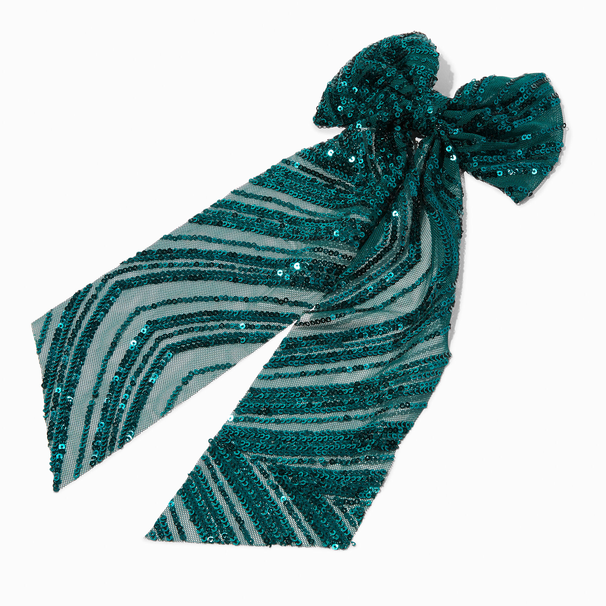 Emerald Green Sequin Large Bow Hair Clip,