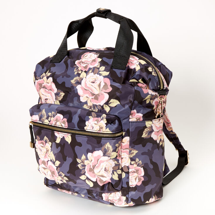 Claire's Sac à dos de taille moyenne avec double poignée camouflage floral