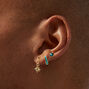 Turquoise Gold-tone Mixed Earring Stack - 3 Pack ,