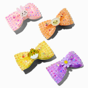 Easter Pals Gemstone Bow Hair Clips - 4 Pack,