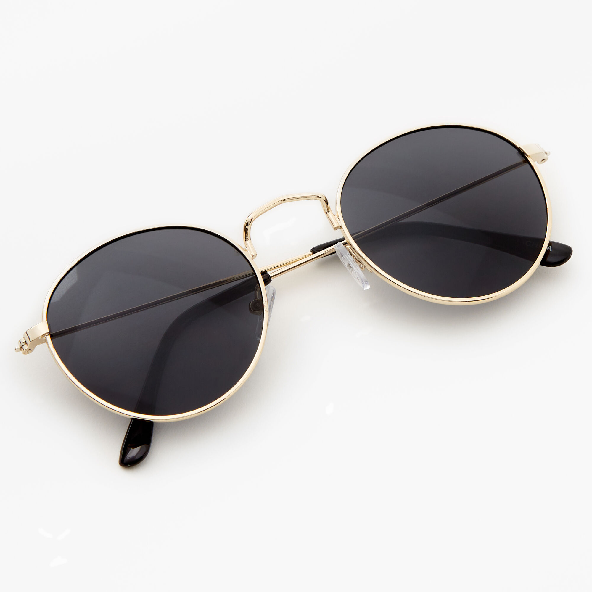 Gold Round Sunglasses Black Claire s