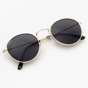 Black &amp; Gold Round Sunglasses,