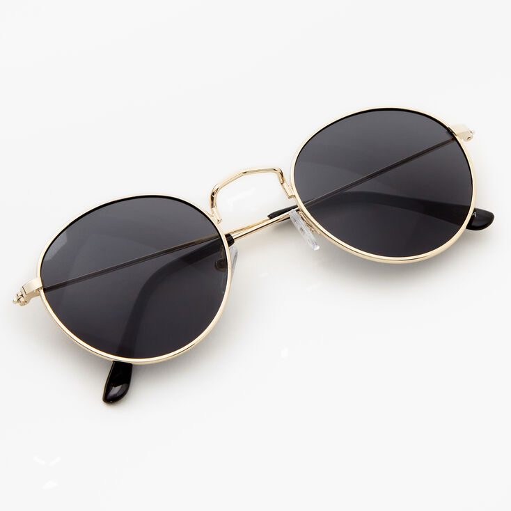 Black &amp; Gold Round Sunglasses,