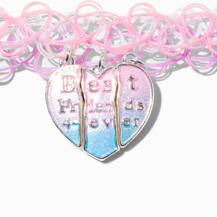 Best Friends Pastel Heart UV Colour-Changing Tattoo Choker Necklaces - 3 Pack,