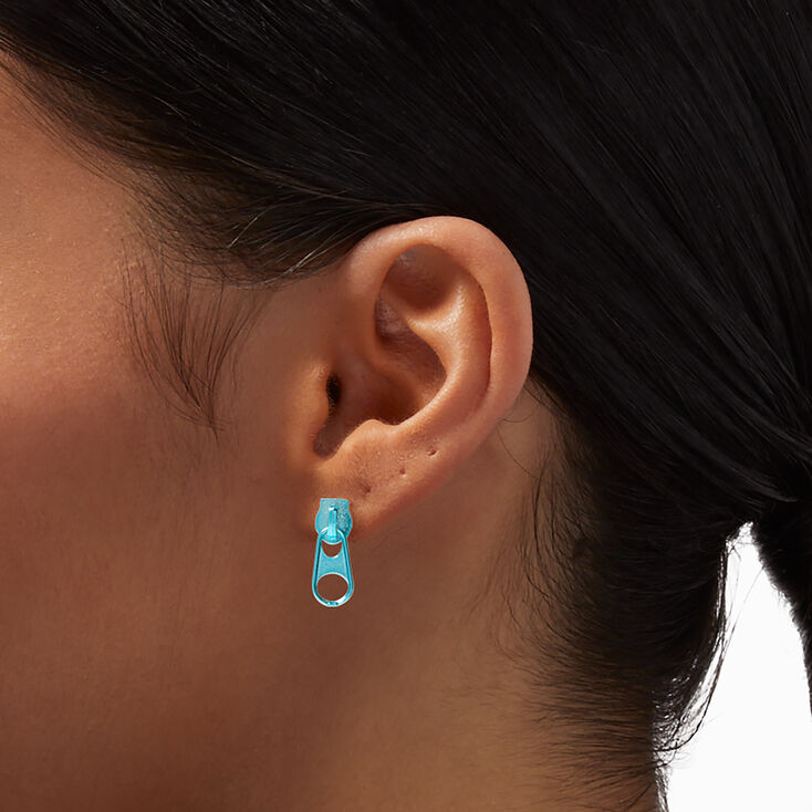 Clous d&rsquo;oreilles &agrave; zip m&eacute;tallique - Lot de 3,