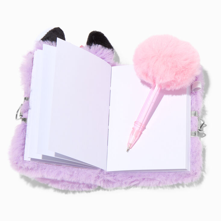 Claire&#39;s Club Purple Fox Furry Mini Lock Diary,