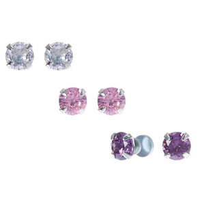 Clip On Earrings Magnetic Claire S Us Silver Cubic Zirconia 5mm Round Magnetic Earrings 3 Pack