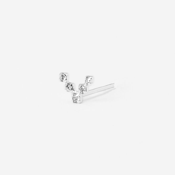 Sterling Silver One Crystal Arrow Stud Earring,