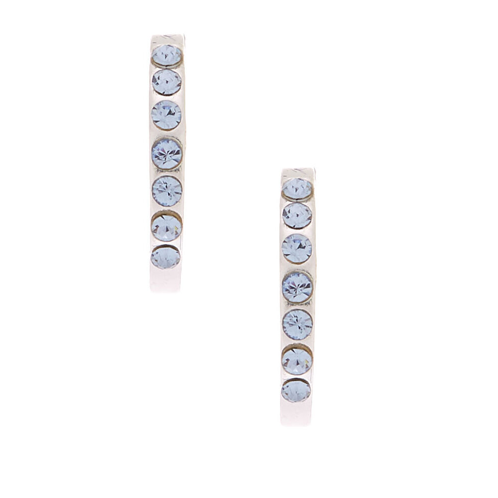 C LUXE by Claire's Sterling Silver Blue Ice Stone Half Hoop Earring,