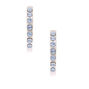 Sterling Silver Ice Stone Half Hoop Earrings - Blue,