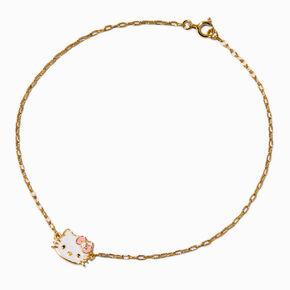 Hello Kitty&reg; Gold-tone Sterling Silver Face Anklet ,