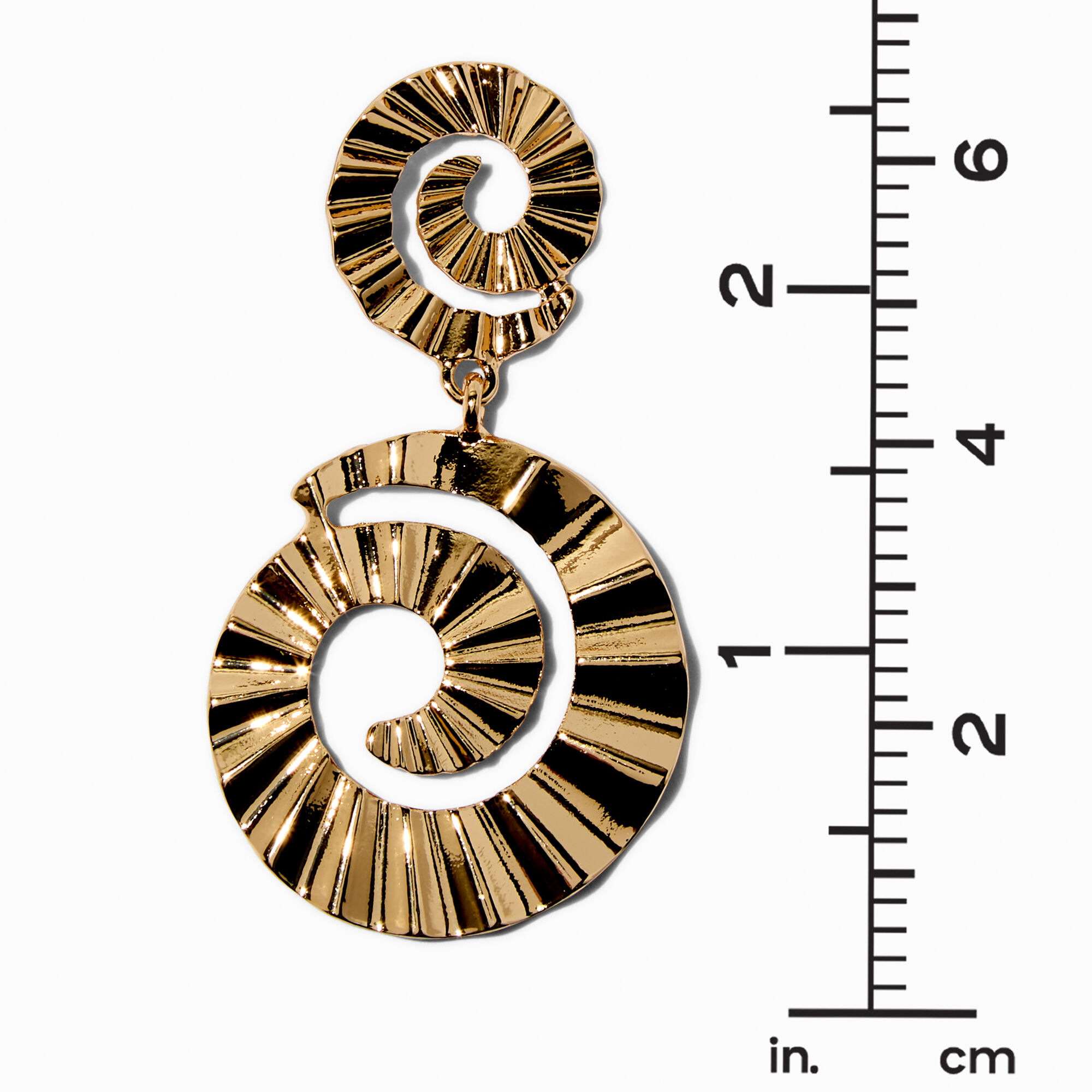 Gold-tone Spiral 2" Drop Statement Earrings ,