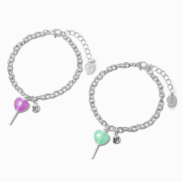 Best Friends Glow in the Dark Lollipop Heart Charm Bracelets - 2 Pack,