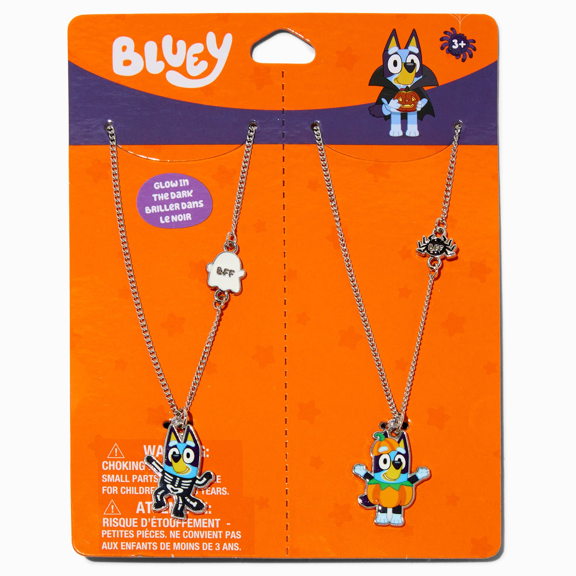Bluey Best Friends Halloween Glow in the Dark Pendant Necklace Set - 2 Pack,