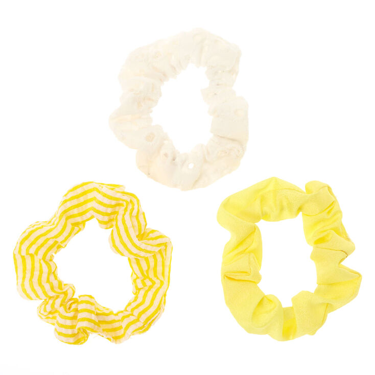 Claire&#39;s Club Small Striped Hair Scrunchies - Yellow, 3 Pack,