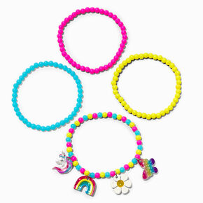Claire&#39;s Club Rainbow Charm Stretch Bracelets - 4 Pack,