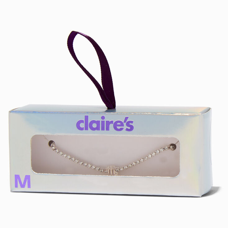 Silver-tone Crystal Letter Initial Bracelet - M,