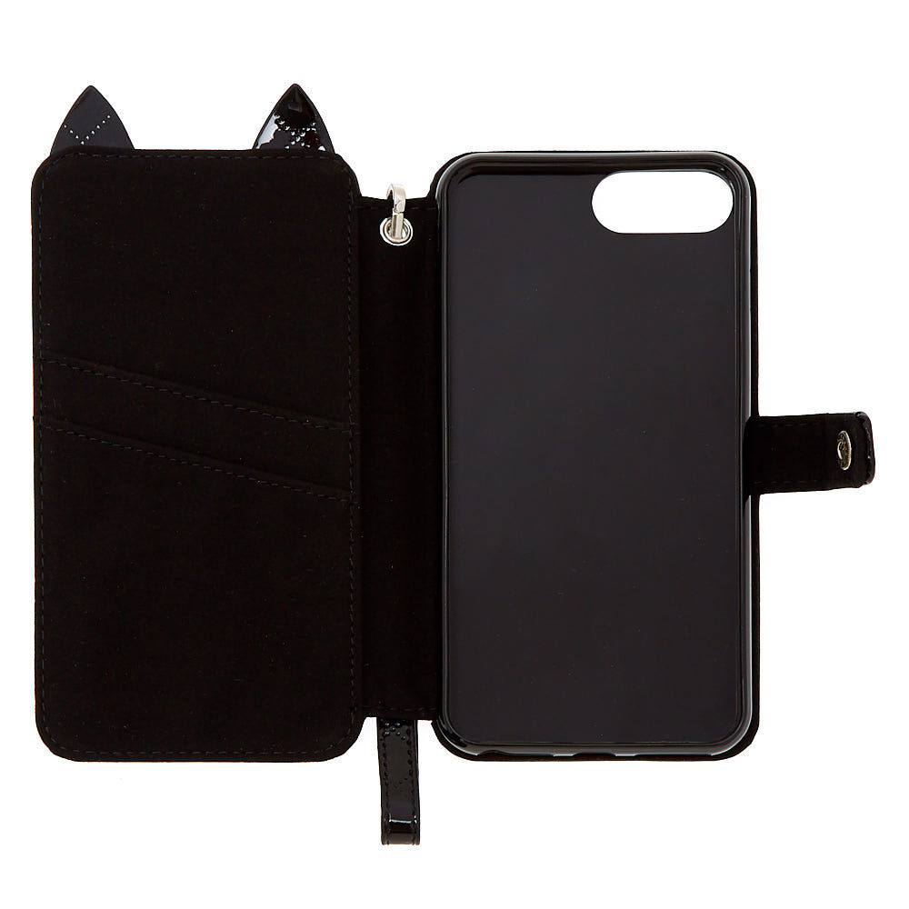 Black Cat Folio Phone Case - Black,