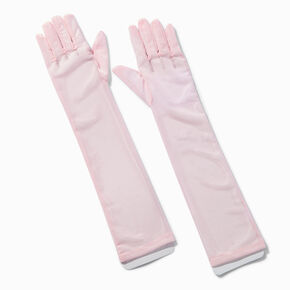 Gants longs en tissu extra-fin rose tendre,