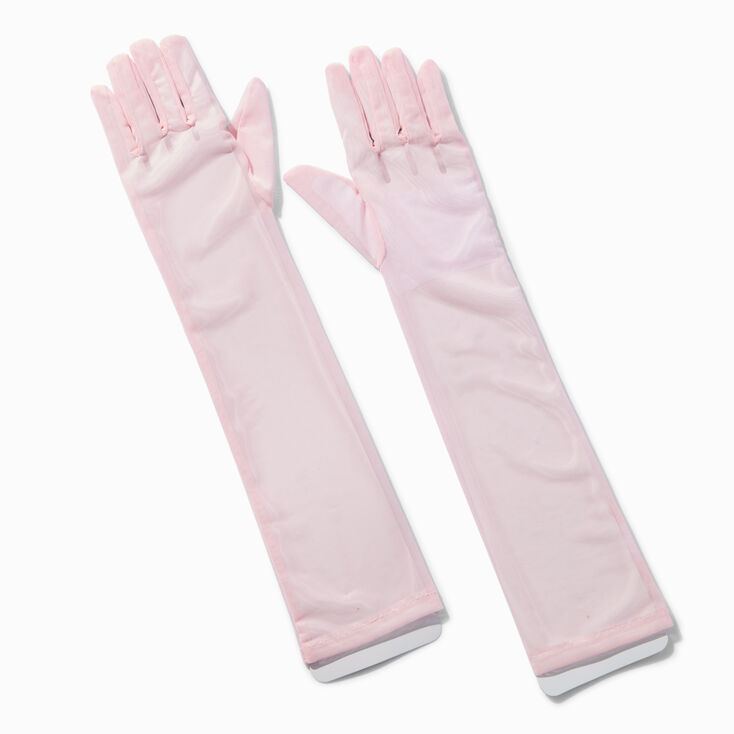 Blush Pink Sheer Long Gloves