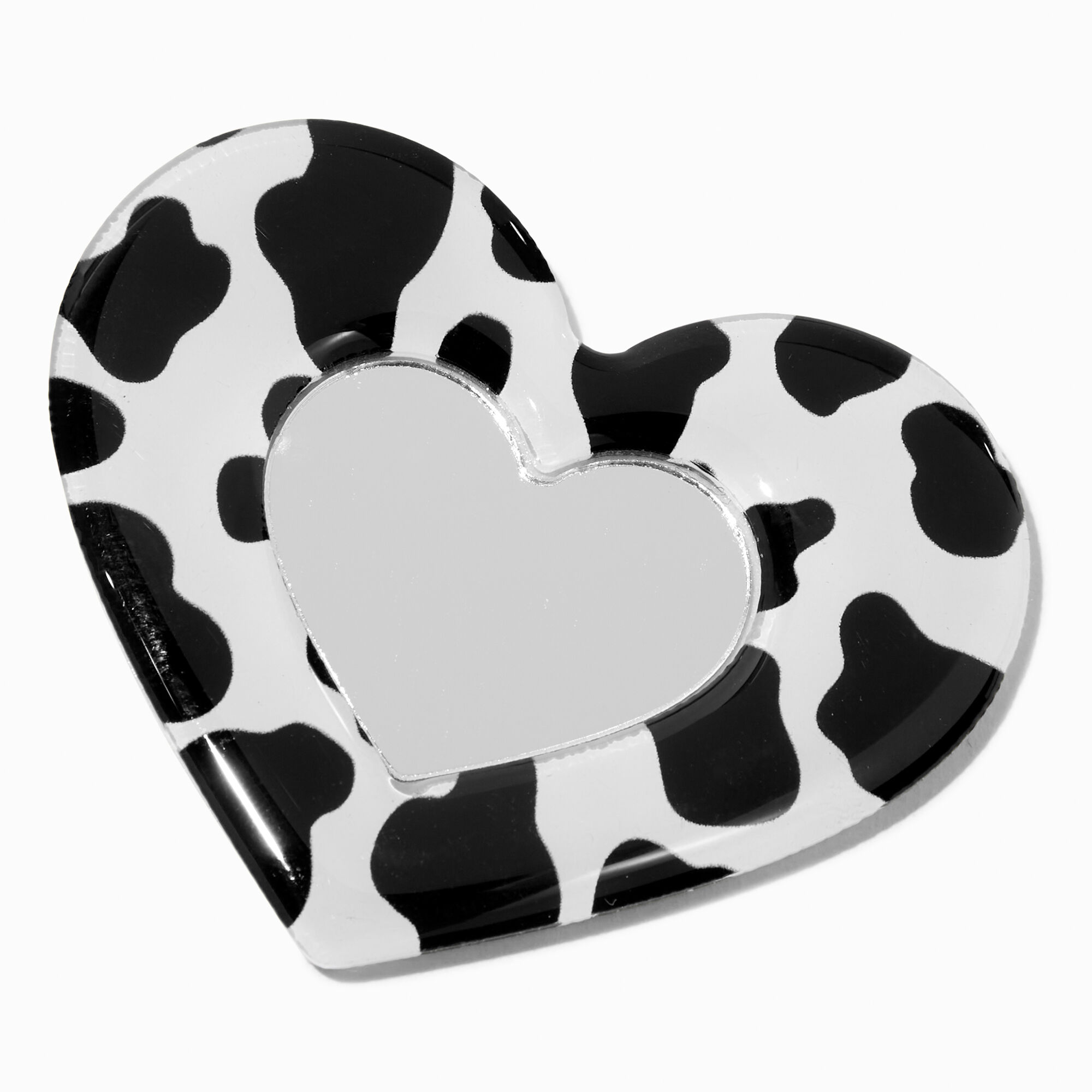 View Claires Cow Print Heart Shaped Phone Case Mirror information