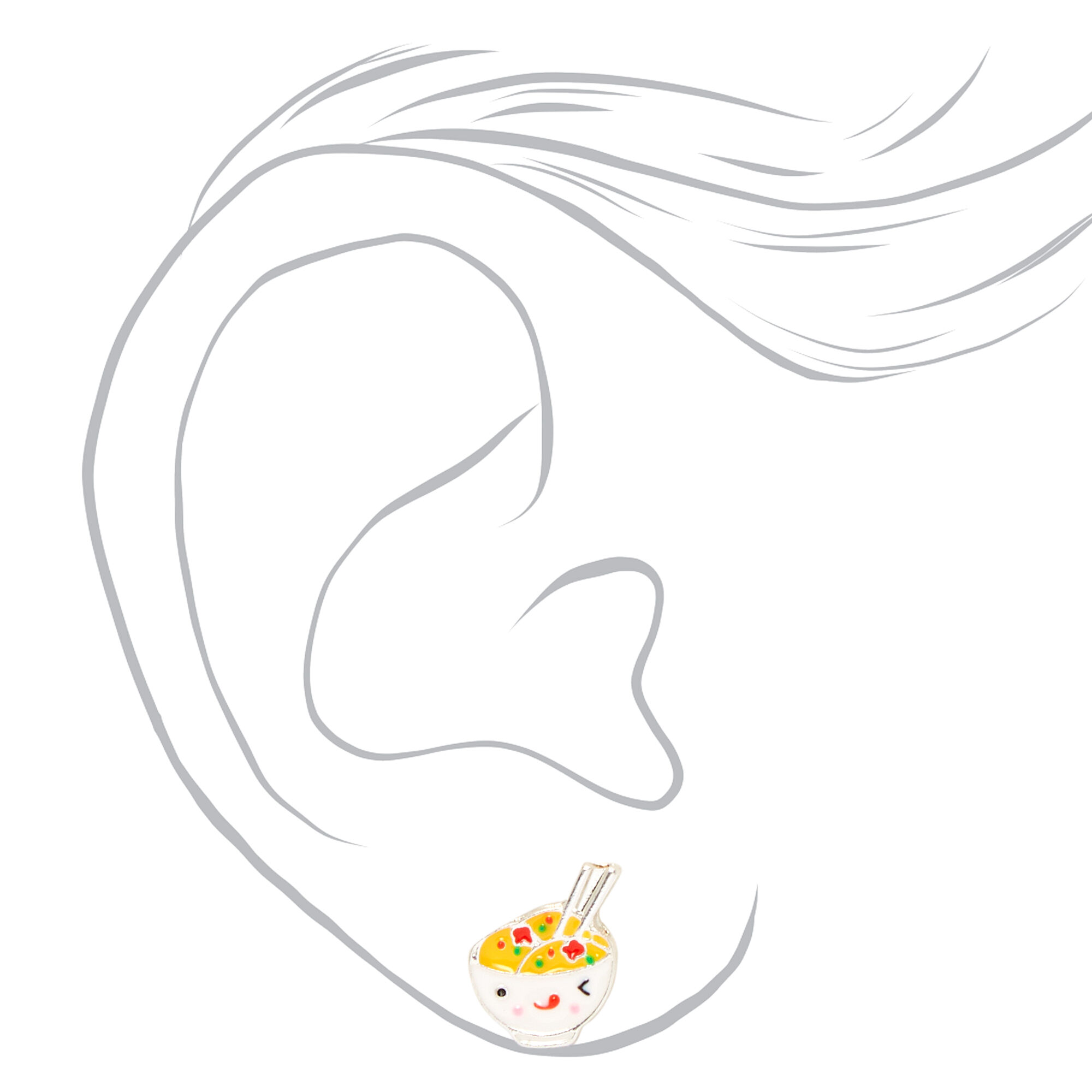 Silver Ramen Stud Earrings,