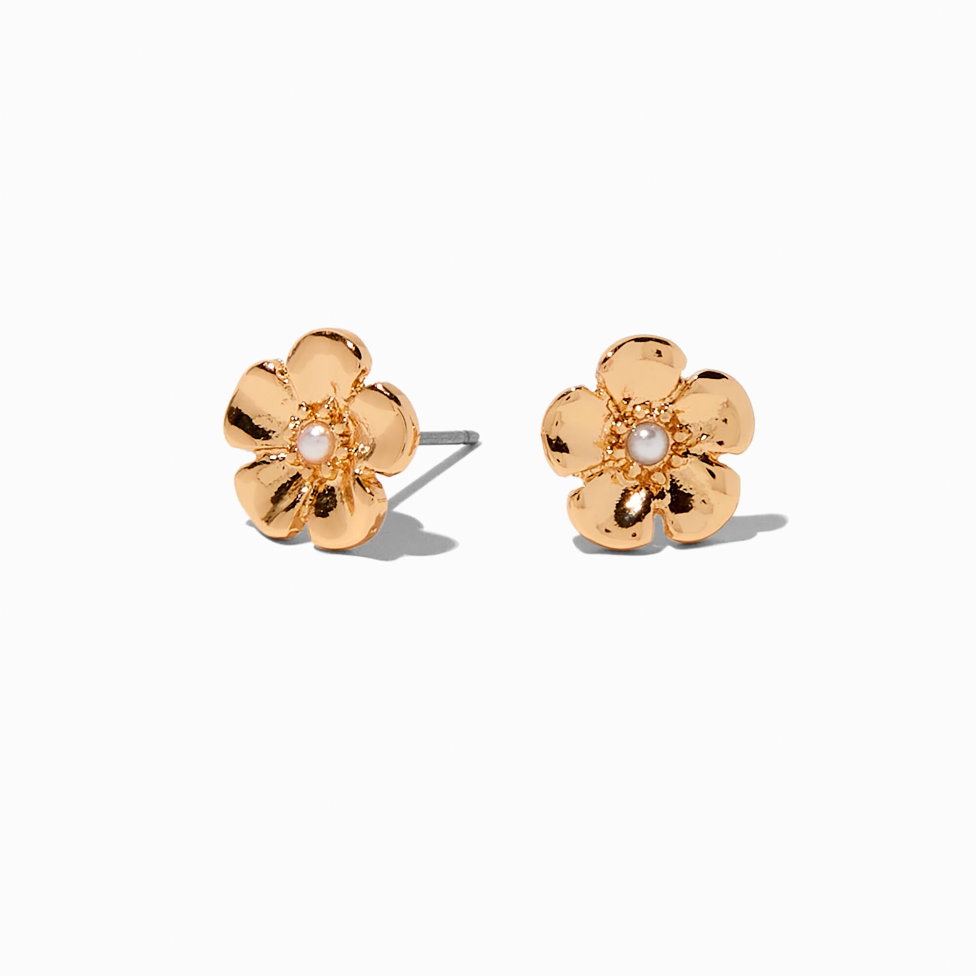 Gold-tone Flower Stud Earrings,