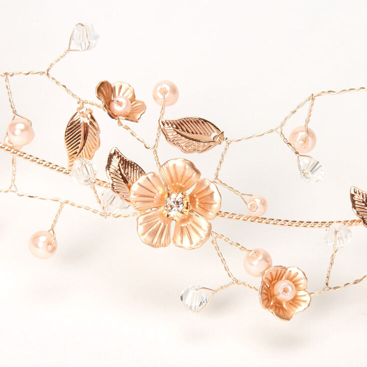 Rose Gold Metallic Flower Crown Headwrap,