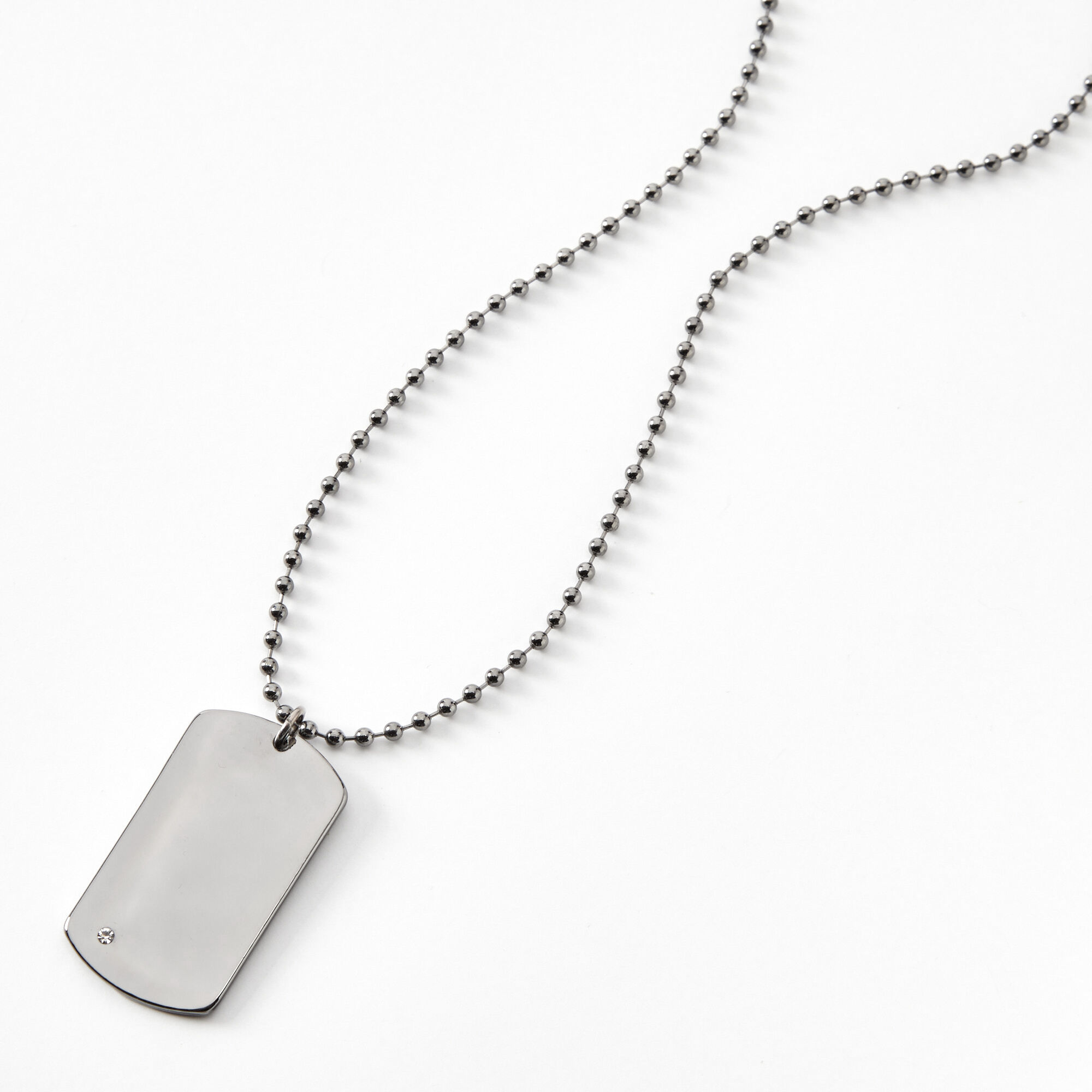 View Claires Tone Dog Tag Pendant Chain Necklace Silver information