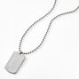 Silver-tone Dog Tag Pendant Chain Necklace,