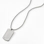 Silver Dog Tag Pendant Chain Necklace,