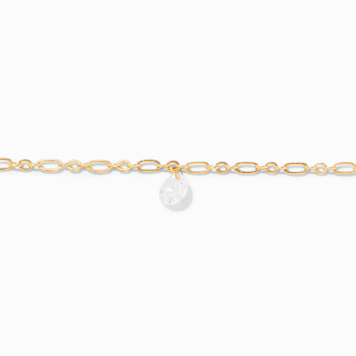 C LUXE by Claire&#39;s 18k Yellow Gold Plated Cubic Zirconia Charm Chain Anklet,