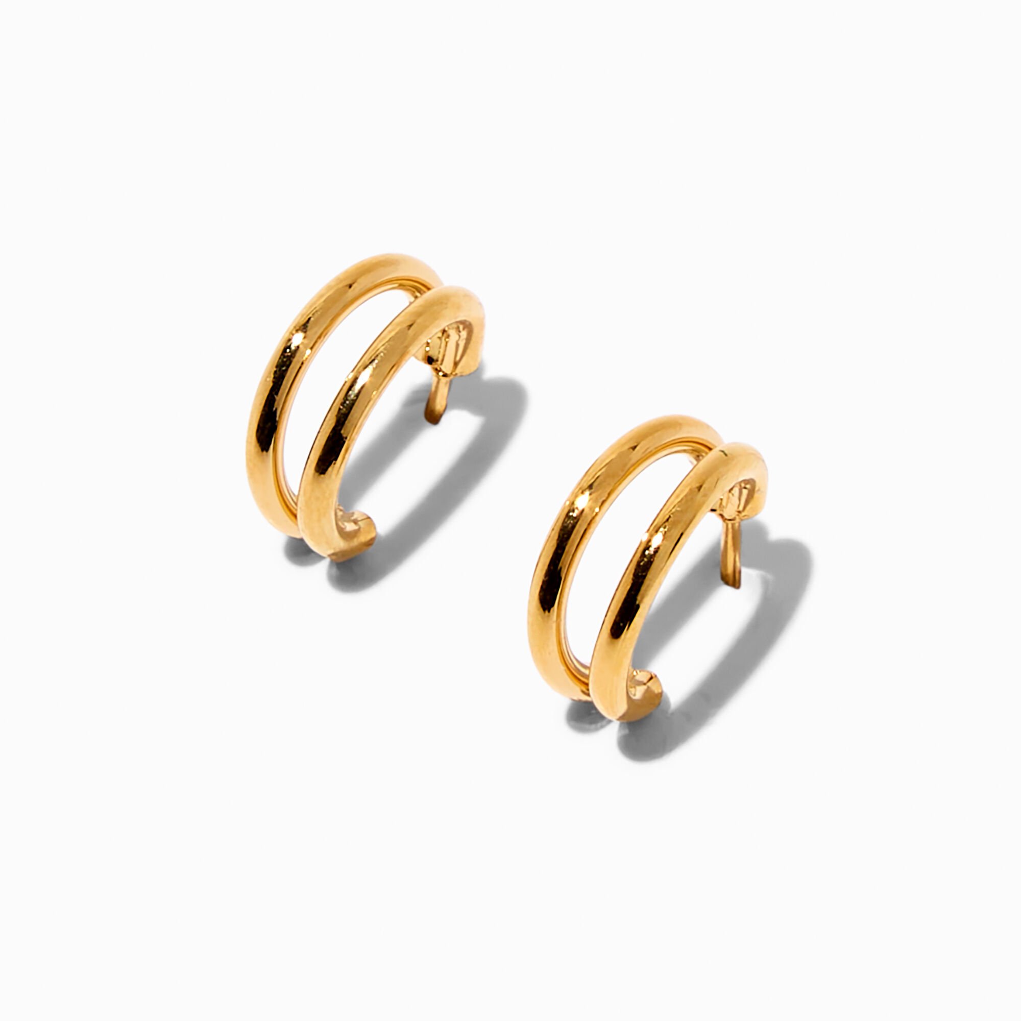 C LUXE by Claire's 18kt Gold Plated 12mm Split Double Half Hoop Earrings,