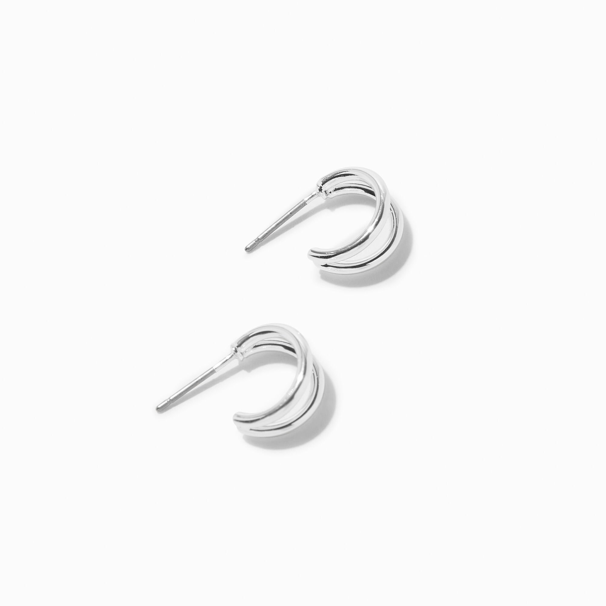 View C Luxe By Claires Plated 10MM Double Hoop Earrings Silver information