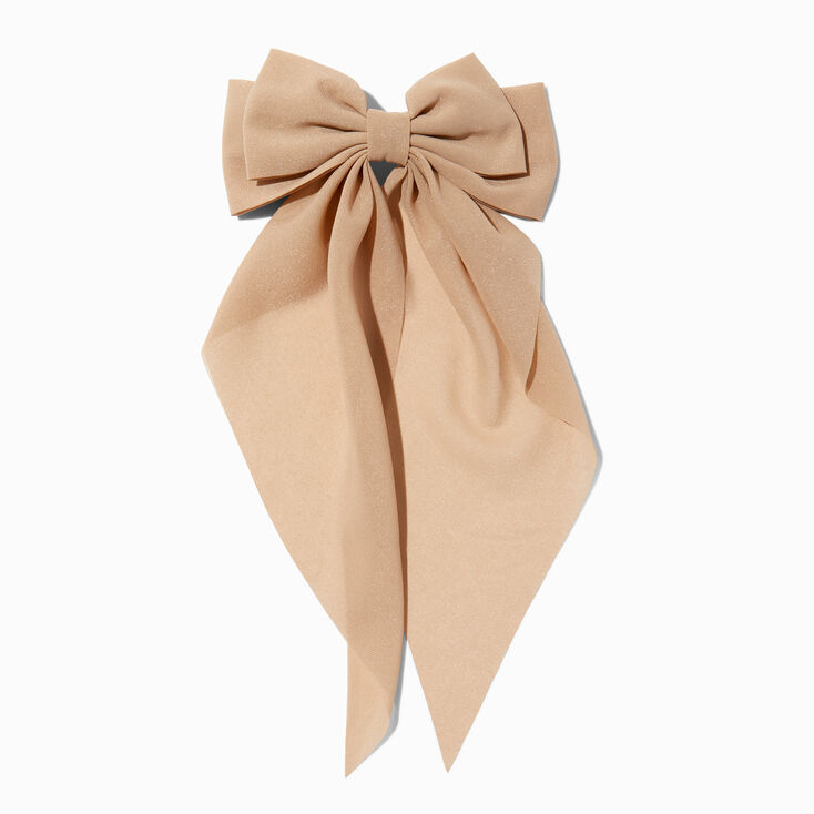Taupe Long Tail Hair Bow Clip,
