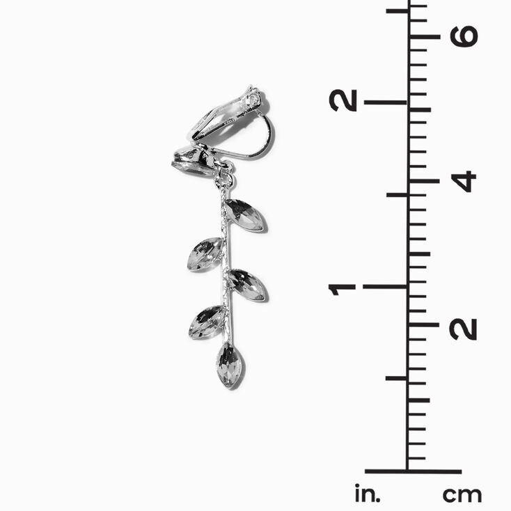 Silver-tone Crystal Vine 1.5&quot; Clip-On Drop Earrings,