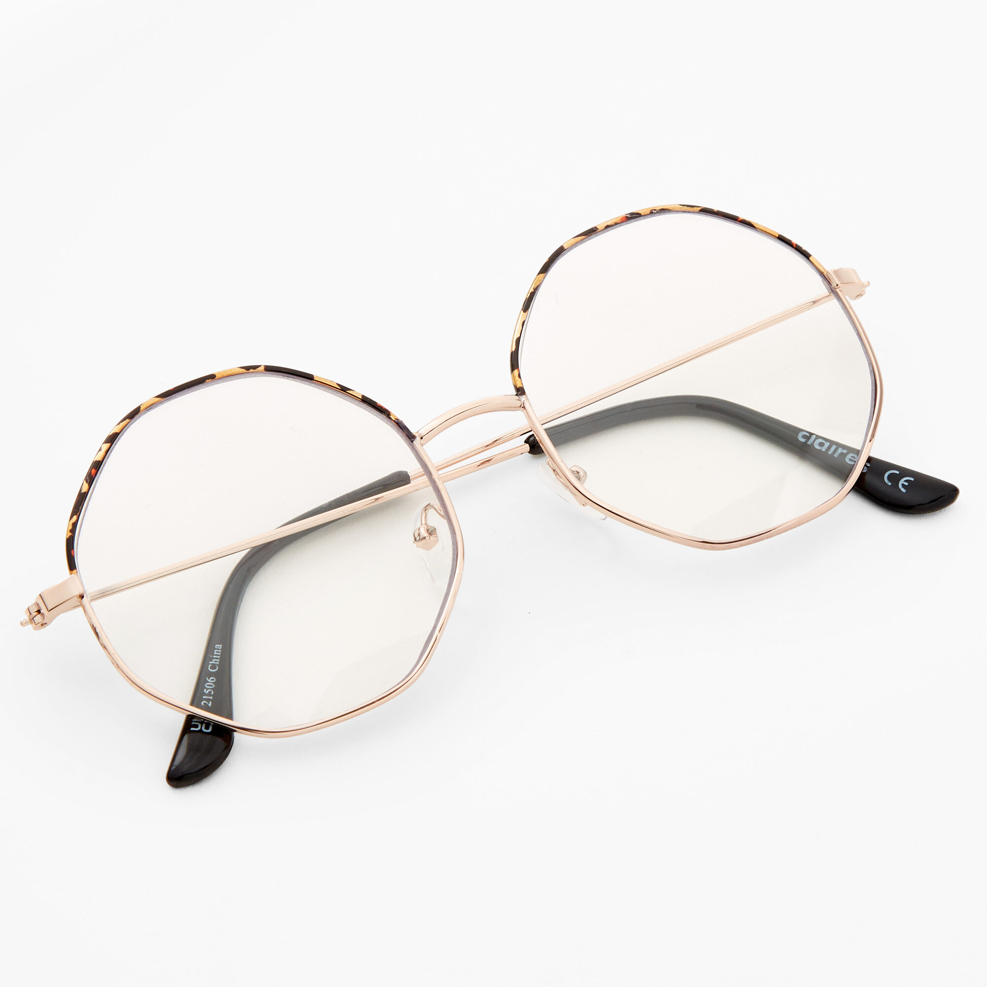 Gold Tortoiseshell Octagon Clear Lens Frames Claire s US