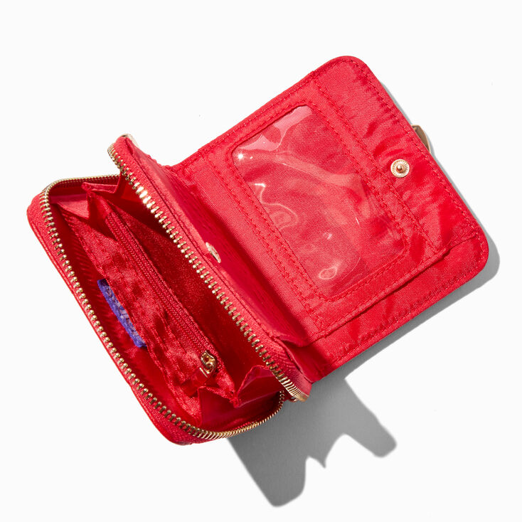 Porte-monnaie pochette poign&eacute;e matelass&eacute; rouge Saint-Valentin,