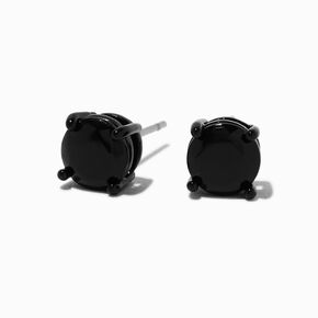 Black Cubic Zirconia 7mm Round Stud Earrings,