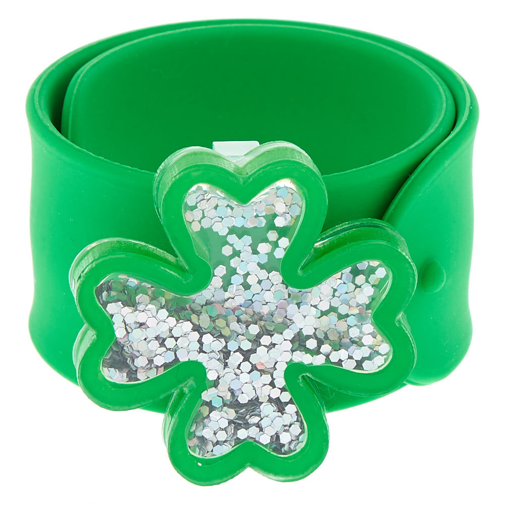 Bracelet enrouleur à trèfles vert,